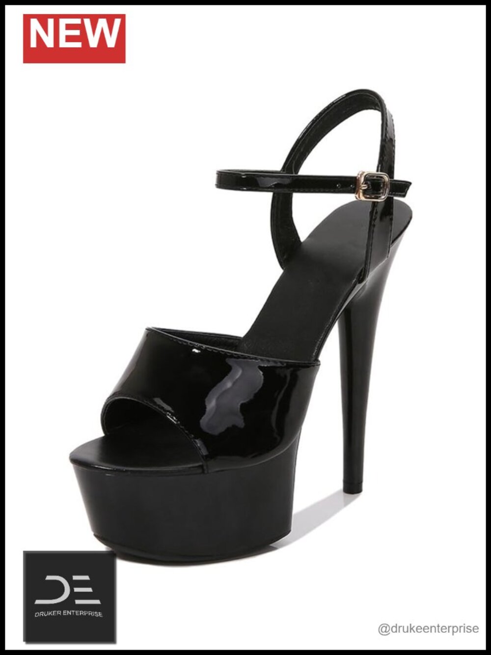 Patent Leather Platform Stiletto Heels Ankle Strap Open Toe Party Shoes